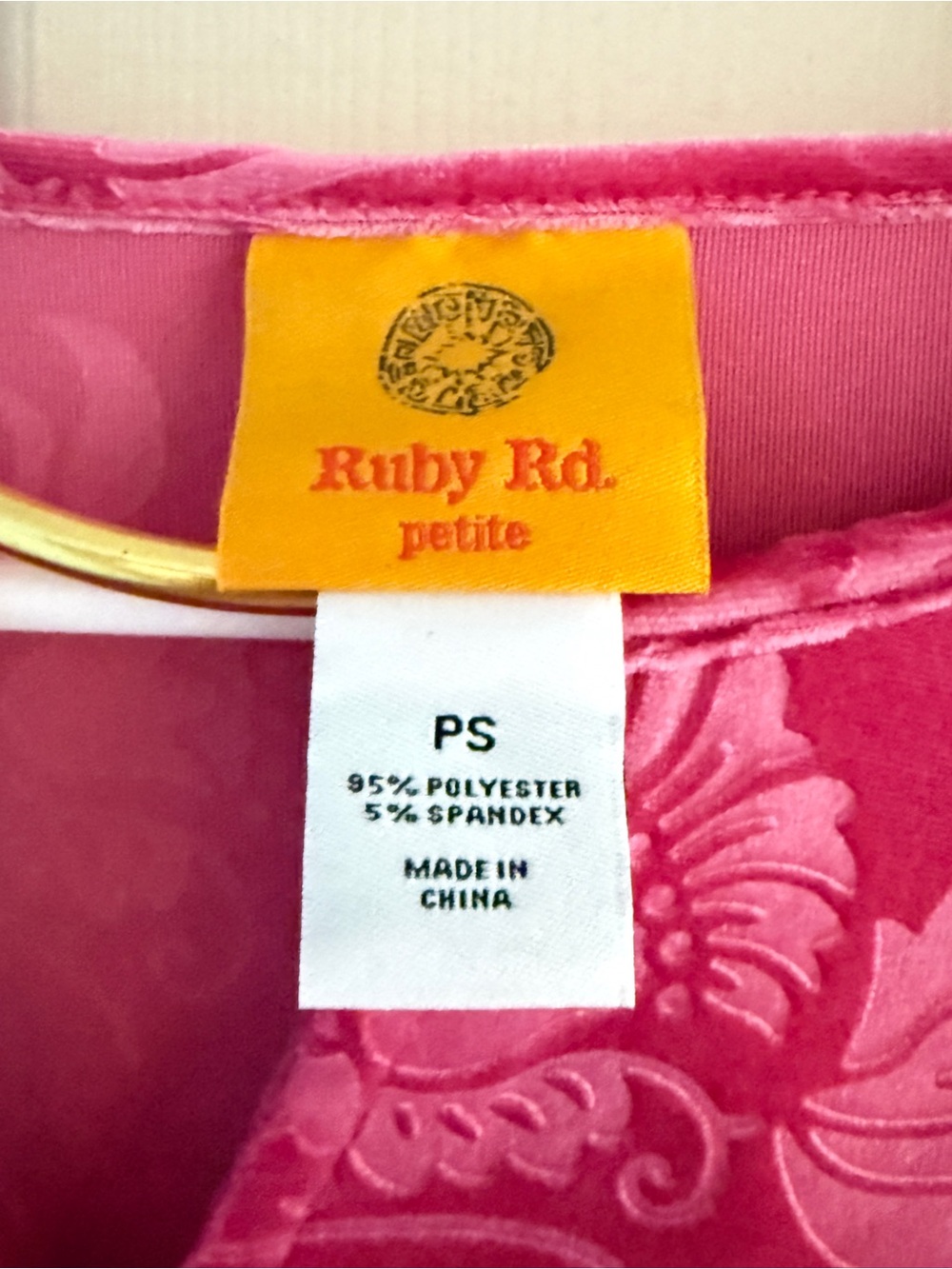 Ruby Rd. Pink Velvet-Texture Petite Top - Picture 2 of 4